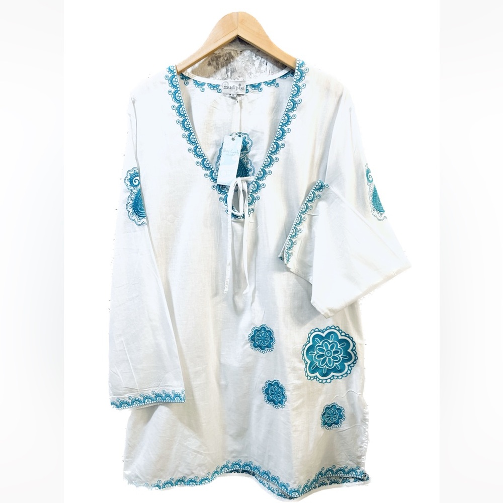 MUD PIE Embroidered Long Sleeve Beach Cover-up or Tunic NWT size XL